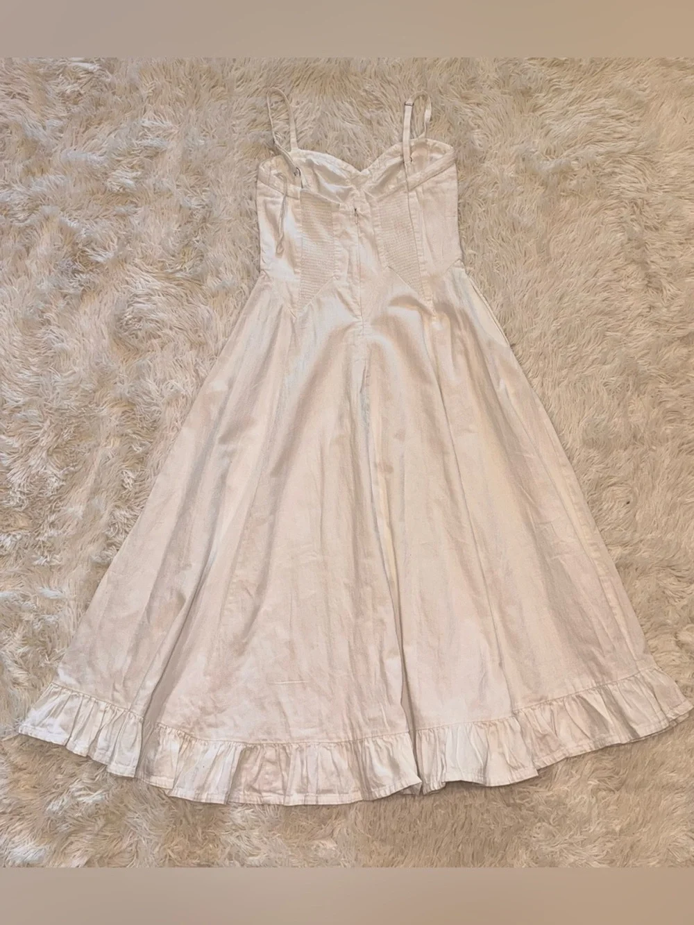Free People White Midi Sundress with Sweetheart Neckline